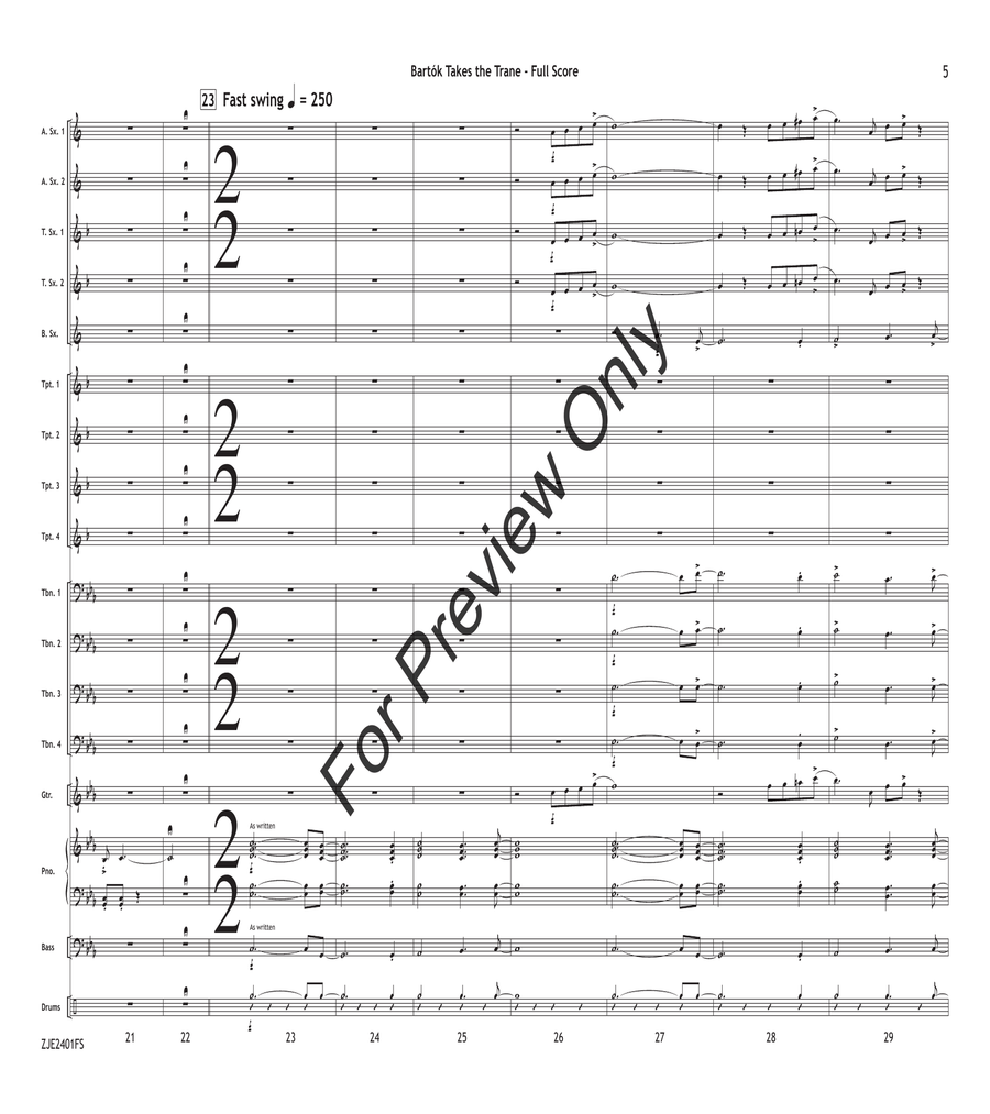 Bartók Takes the Trane Bartók Takes the Trane Jazz Ensemble scores gallery preview page 5