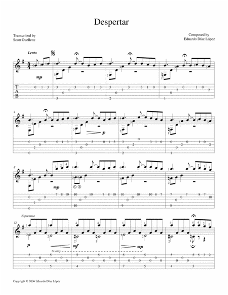 Despertar Despertar Guitar Solo scores gallery preview page 2