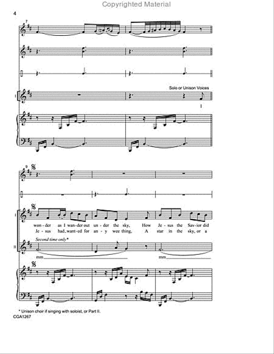I Wonder as I Wander Unison Choir scores gallery preview page 3