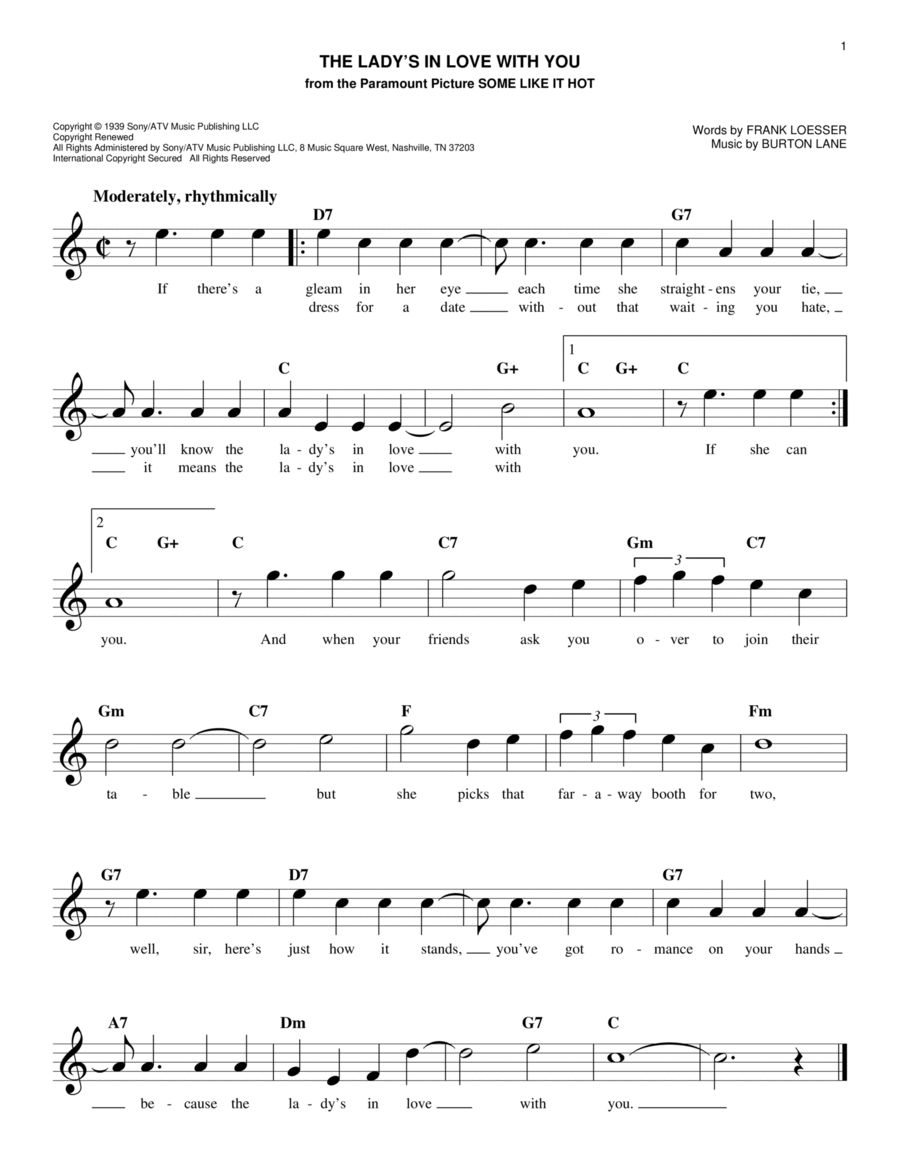 The Lady's In Love With You Piano scores gallery preview page 1