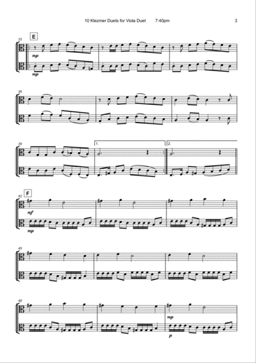 10 Klezmer Duets for Viola String Duet scores gallery preview page 5