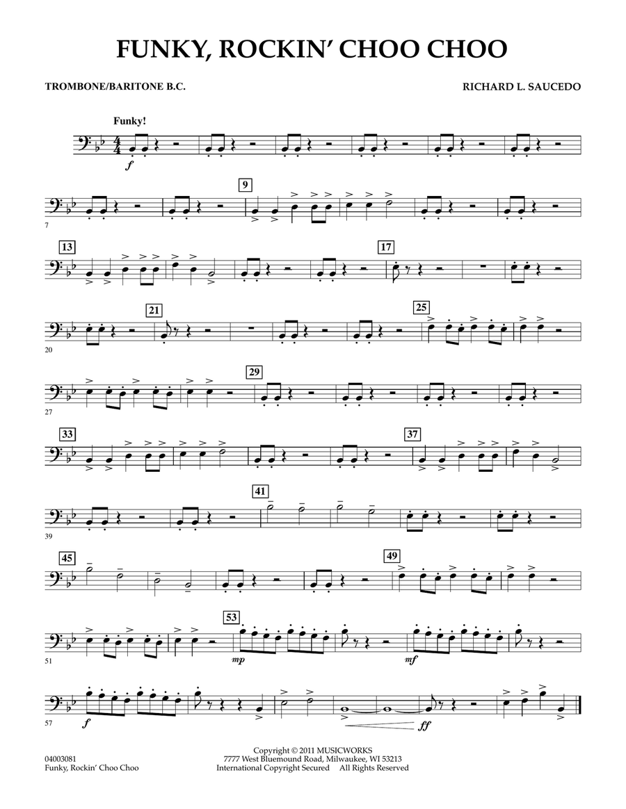 Funky, Rockin' Choo Choo - Trombone/Baritone B.C. Concert Band scores gallery preview page 1