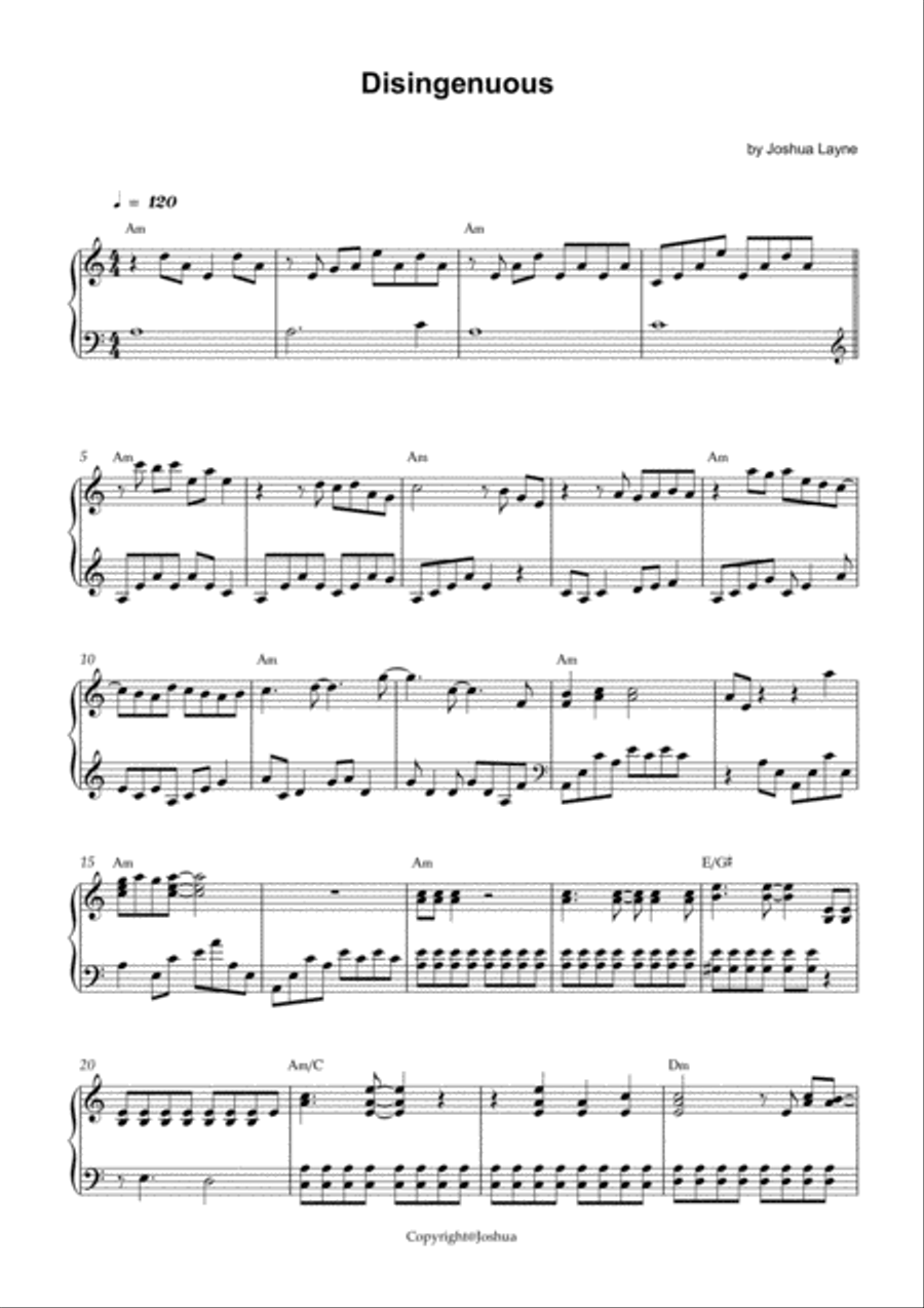Disingenuous Edgy piano Piano Solo scores gallery preview page 1