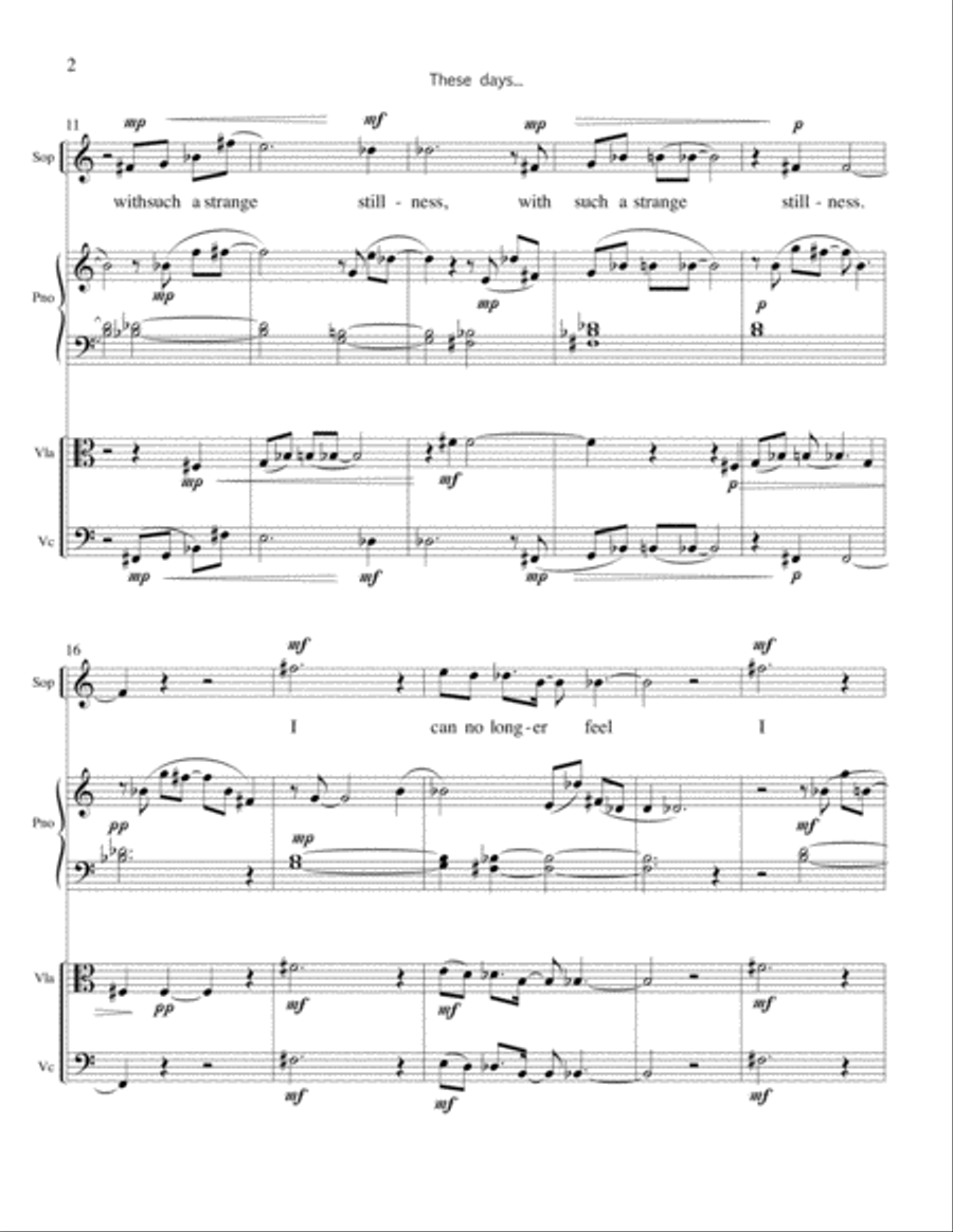 These days – for soprano, piano, viola, cello Piano, Vocal, Guitar scores gallery preview page 4