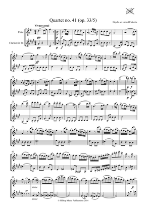 Book cover for Haydn Quartet No 41 arr. flute and clarinet