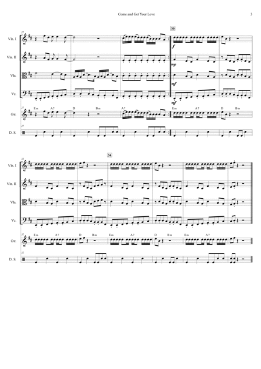 Come And Get Your Love String Quartet scores gallery preview page 4