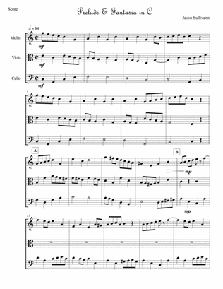 Prelude & Fantasia in C for String Trio