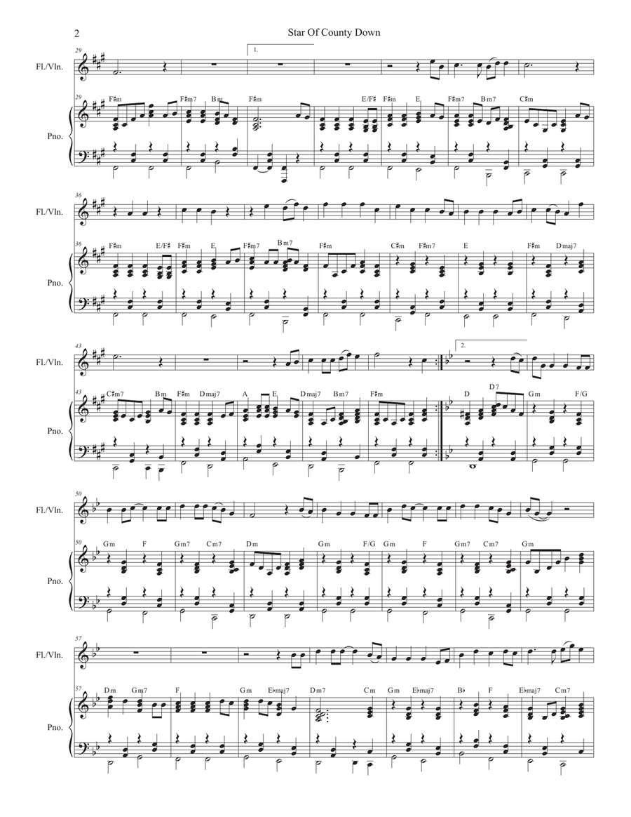 Star Of County Down (Flute or Violin solo and Piano) Star Of County Down (Flute or Violin solo and Piano) Flute scores gallery preview page 2