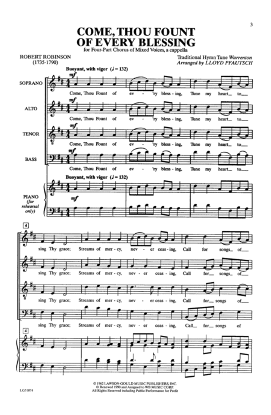 Come Thou Fount of Every Blessing 4-Part scores gallery preview page 12