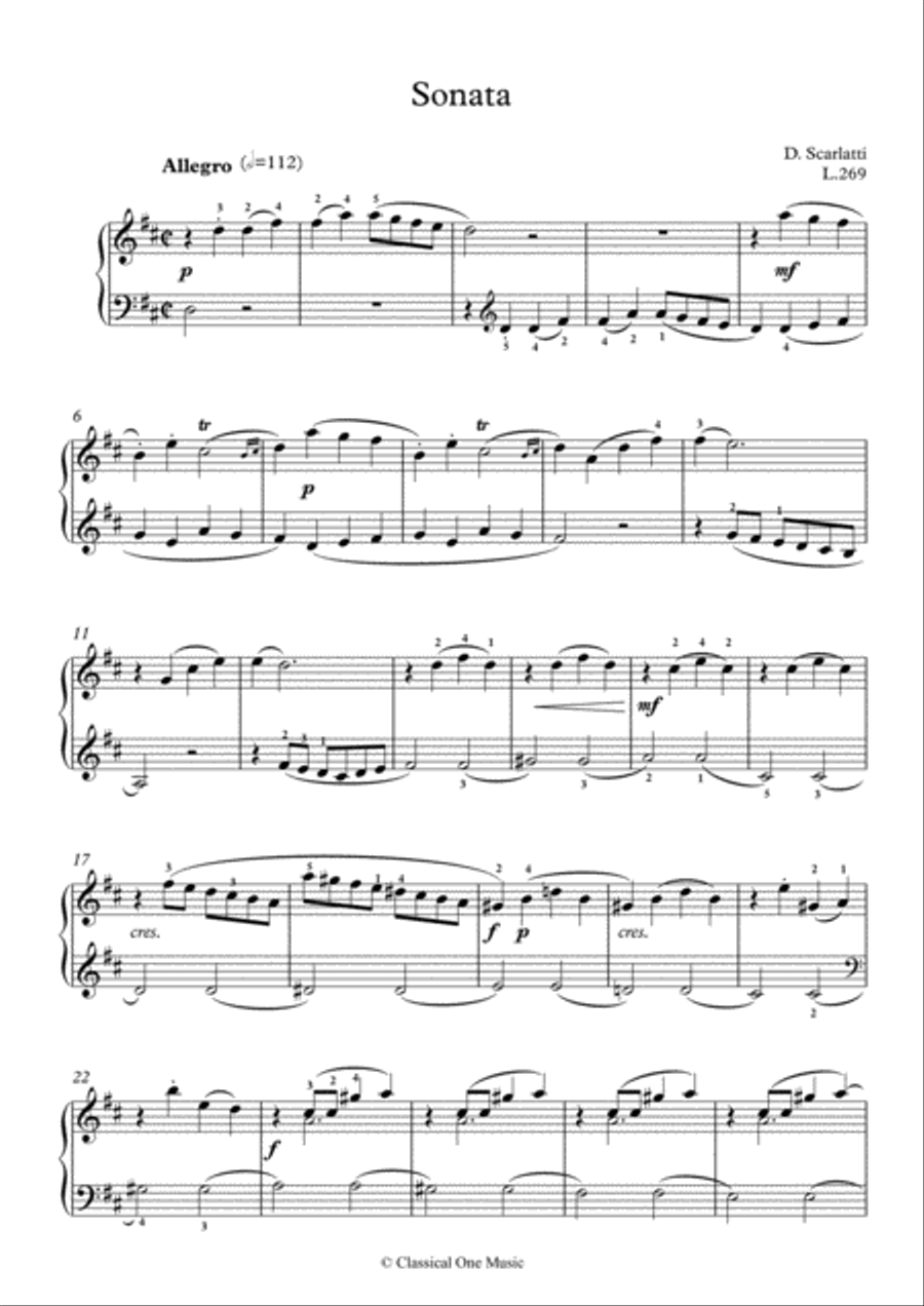 Scarlatti-Sonata in D-Major L.269 K.333(piano) Piano Solo scores gallery preview page 2
