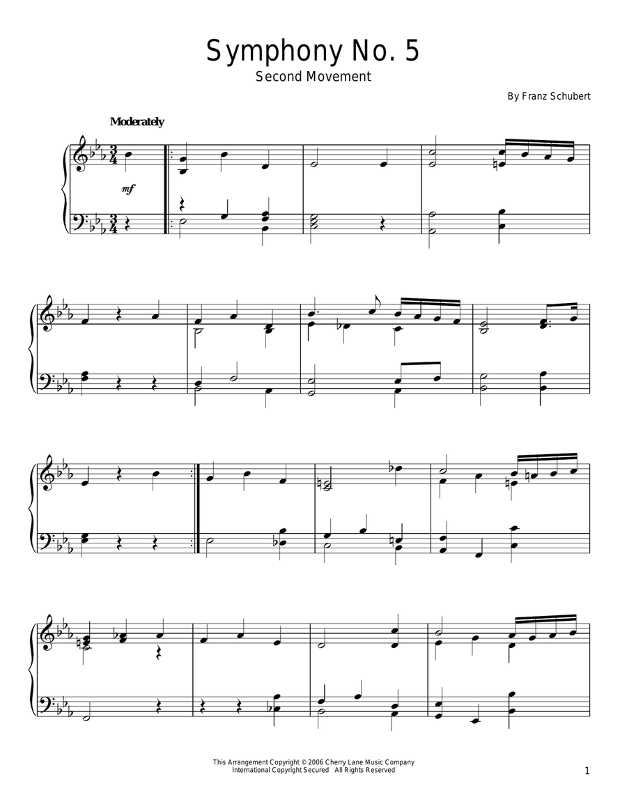Symphony No. 5 Piano Solo scores gallery preview page 1