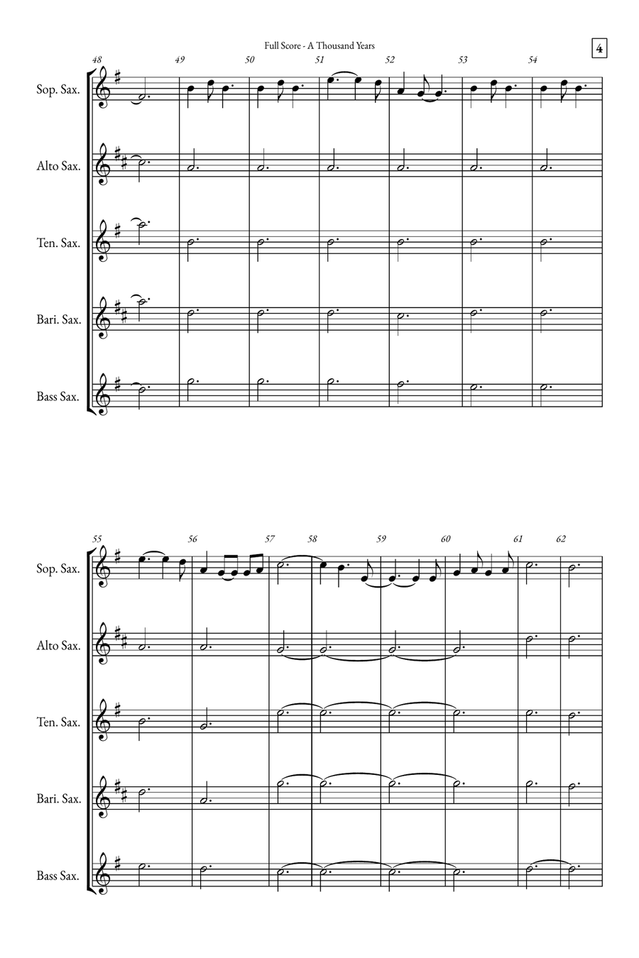 A Thousand Years Saxophone Quintet scores gallery preview page 4