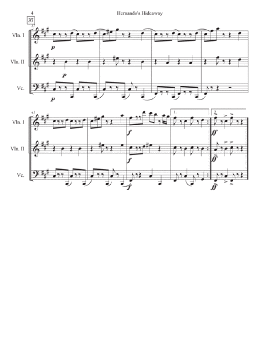Hernando's Hideaway Hernando's Hideaway String Trio scores gallery preview page 4