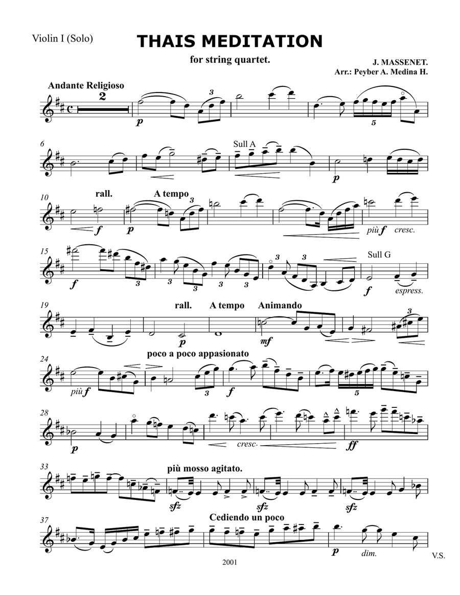 Thais Meditation, for string quartet String Quartet scores gallery preview page 5