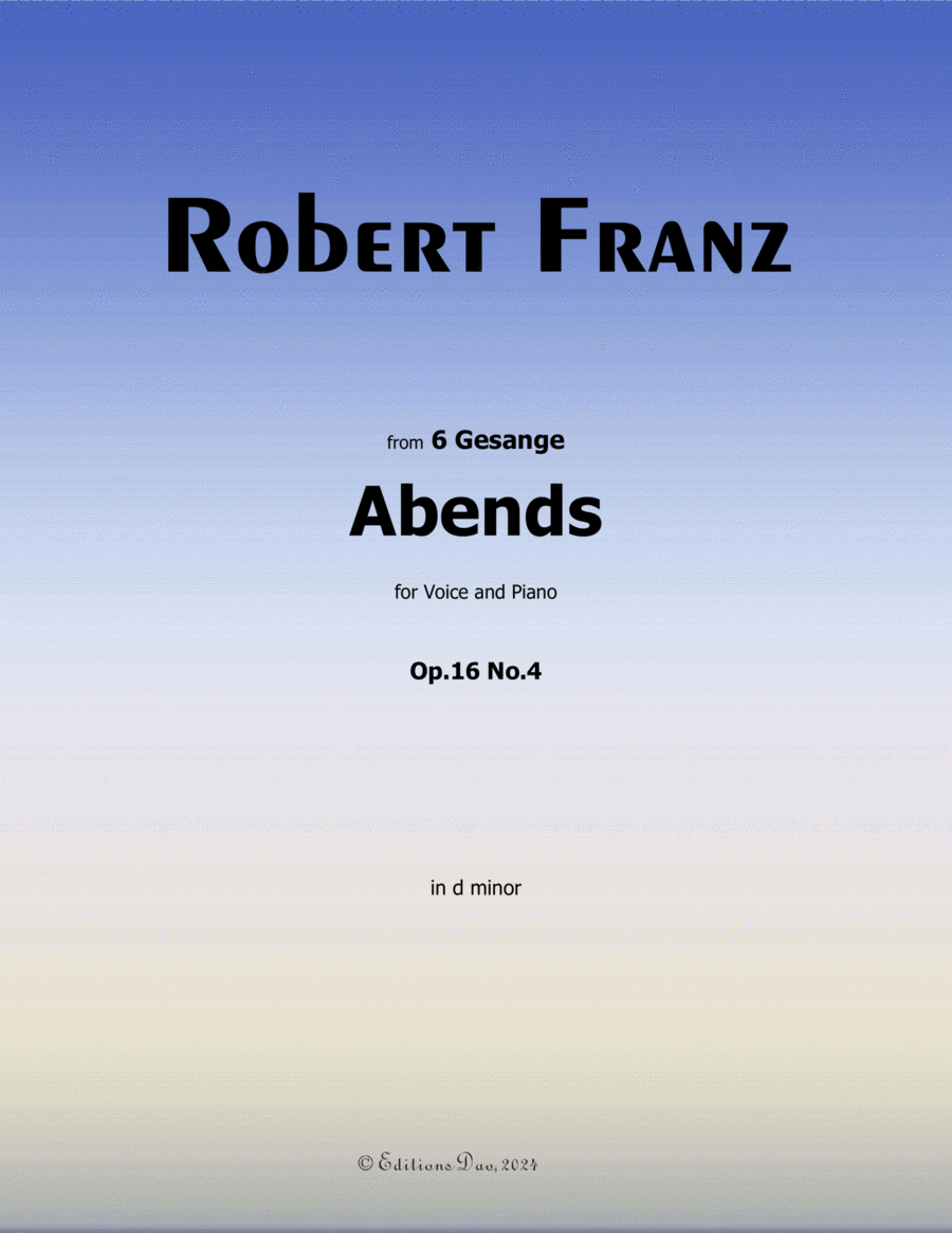 Abends, by Robert Franz, in d minor Voice scores gallery preview page 1