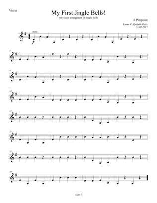 My First Jingle Bells! Easy, open strings and first finger. VIOLIN PART
