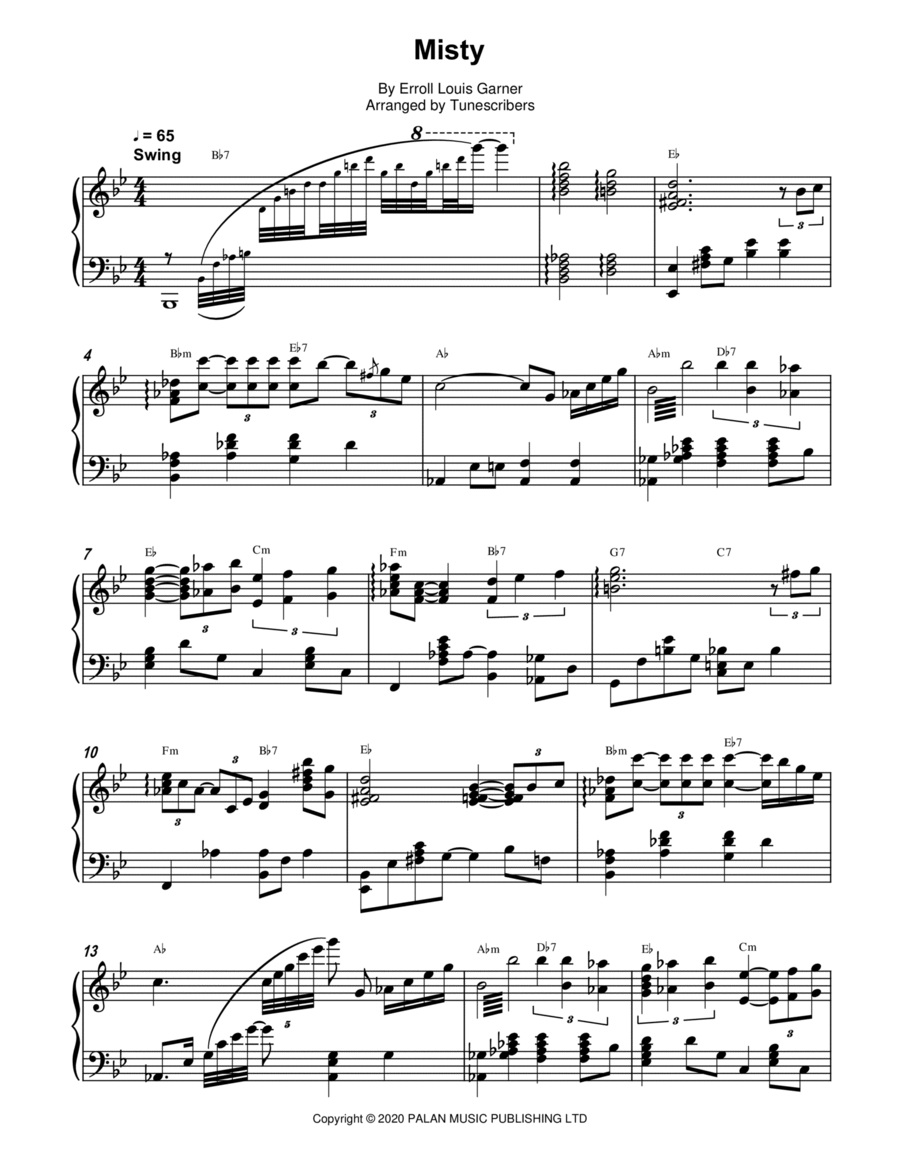 Misty Piano Solo scores gallery preview page 1