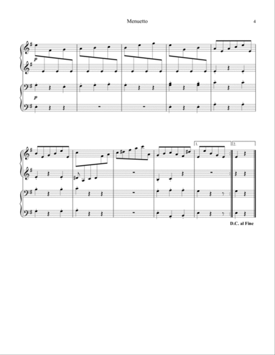 Menuetto from string quartet No. 8 for easy piano duet/ 1 piano, 4 hands Cello scores gallery preview page 5