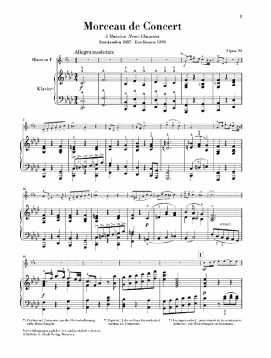 Morceau de Concert in F minor Op. 94 Horn scores gallery preview page 2