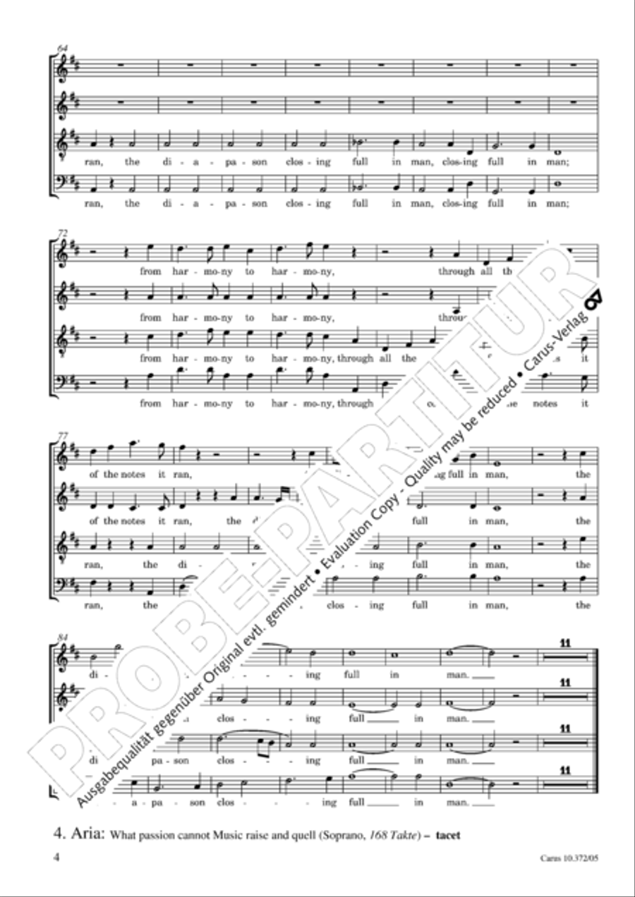 Ode for St. Cecilias Day 4-Part scores gallery preview page 5