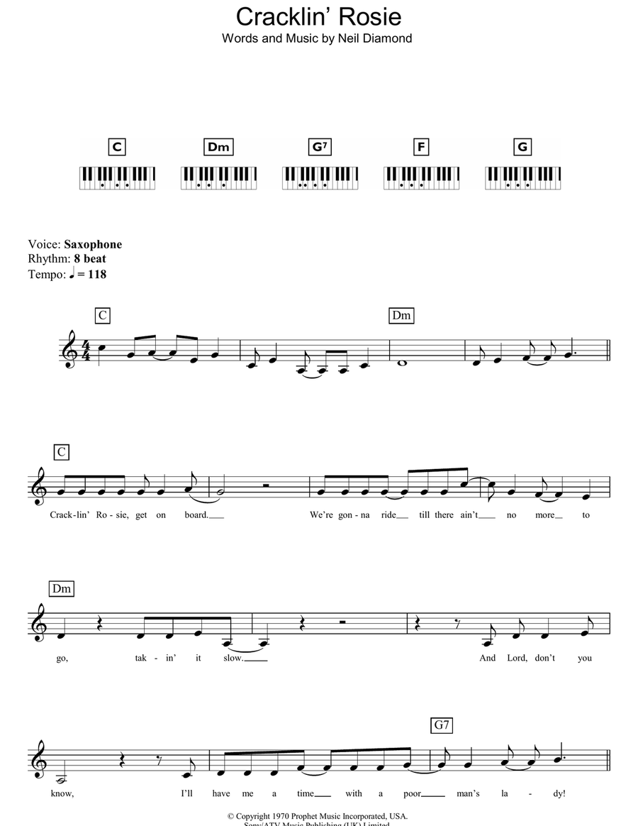 Cracklin' Rosie Cracklin' Rosie Piano scores gallery preview page 1