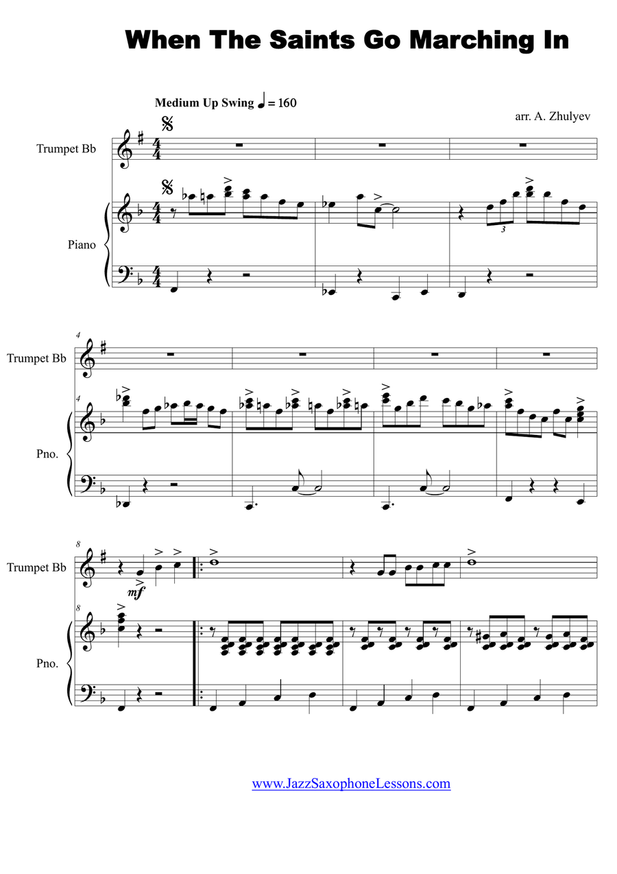 When The Saints Go Marching In for Trumpet and Piano Jazz Ensemble scores gallery preview page 3