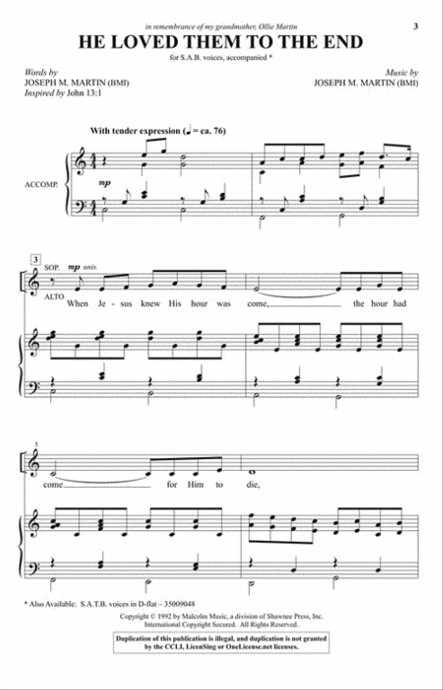 He Loved Them to the End 3-Part scores gallery preview page 2