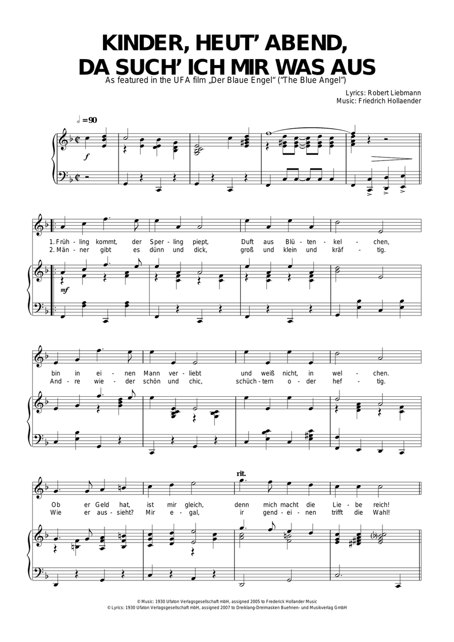 Kinder, Heut' Abend, Da Such' Ich Mir Was Aus Piano, Vocal scores gallery preview page 1