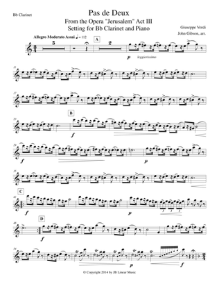 Verdi - Pas de Deux set for Clarinet and Piano