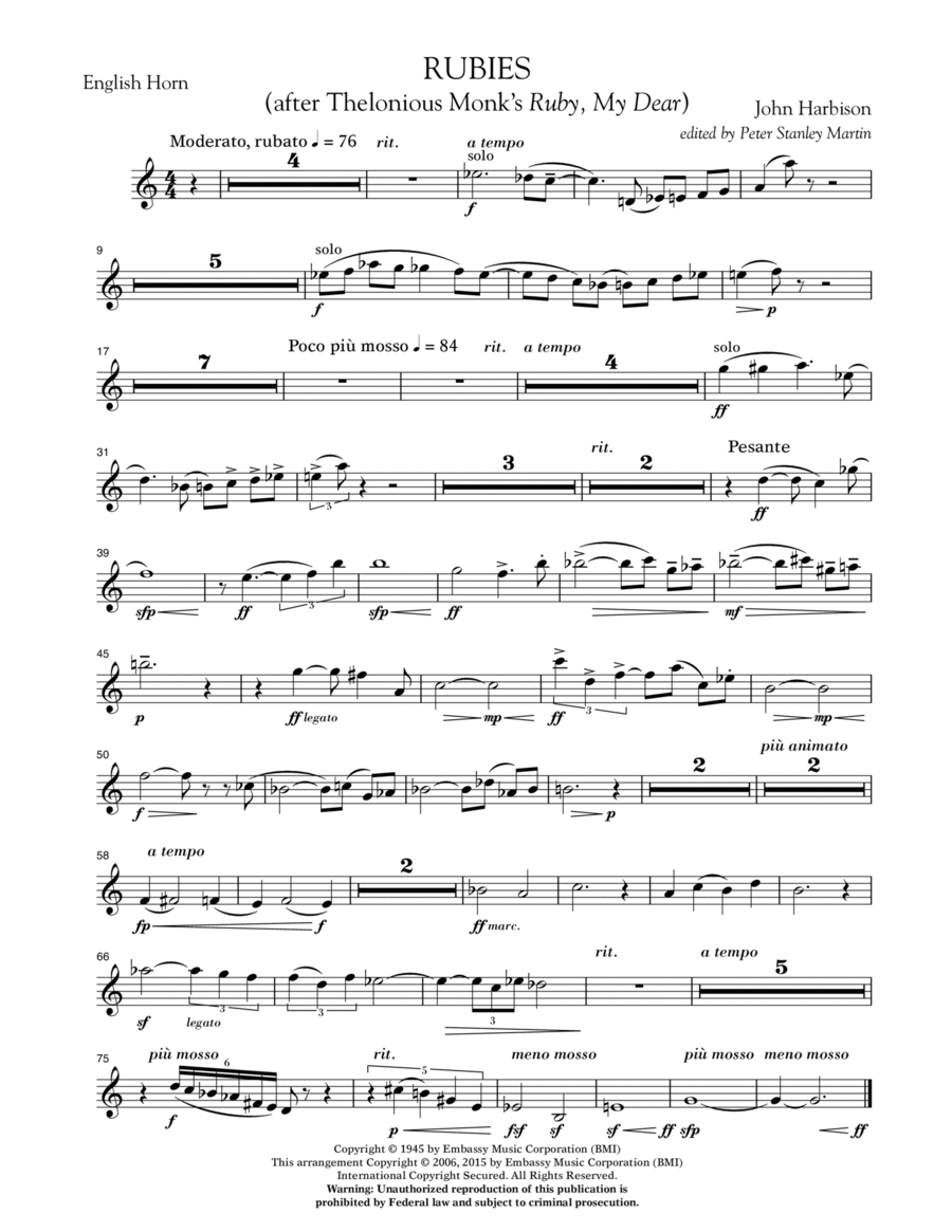 Rubies (After Thelonious Monk's 