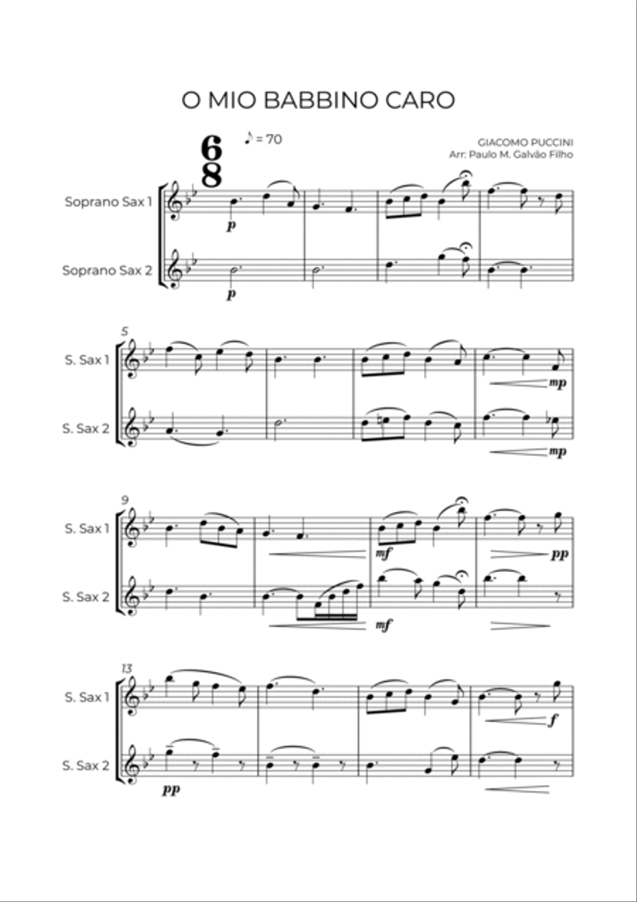 O MIO BABBINO CARO - SAX SOPRANO DUET Woodwind Duet scores gallery preview page 2
