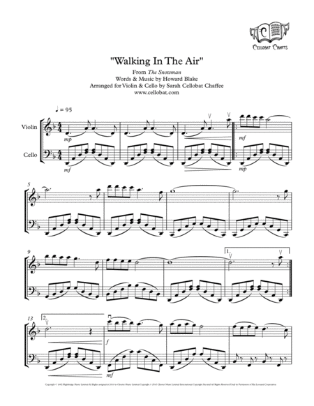 Walking In The Air (The Snowman) - Violin & Cello Duet - Howard Blake arr. Cellobat