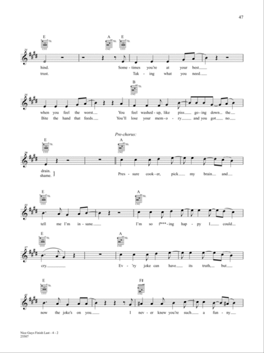 Nice Guys Finish Last Easy Guitar scores gallery preview page 2