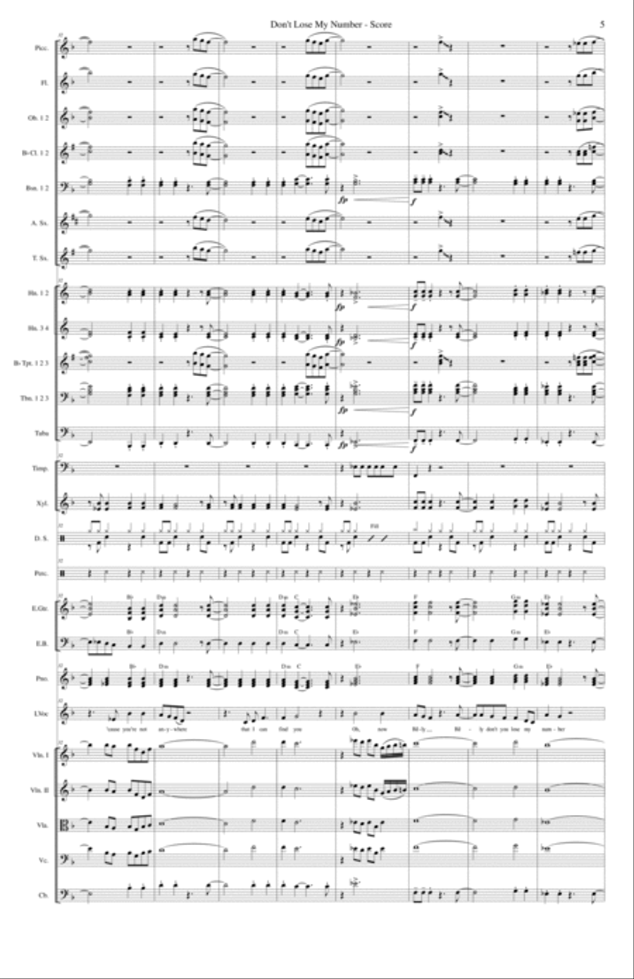 Don't Lose My Number Full Orchestra scores gallery preview page 5