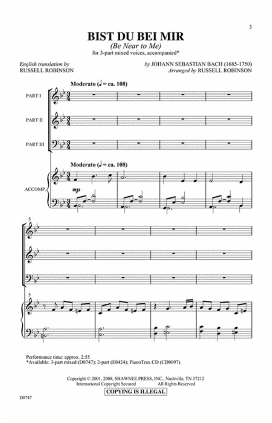 Bist Du Bei Mir (Be Near to Me) 3-Part scores gallery preview page 2