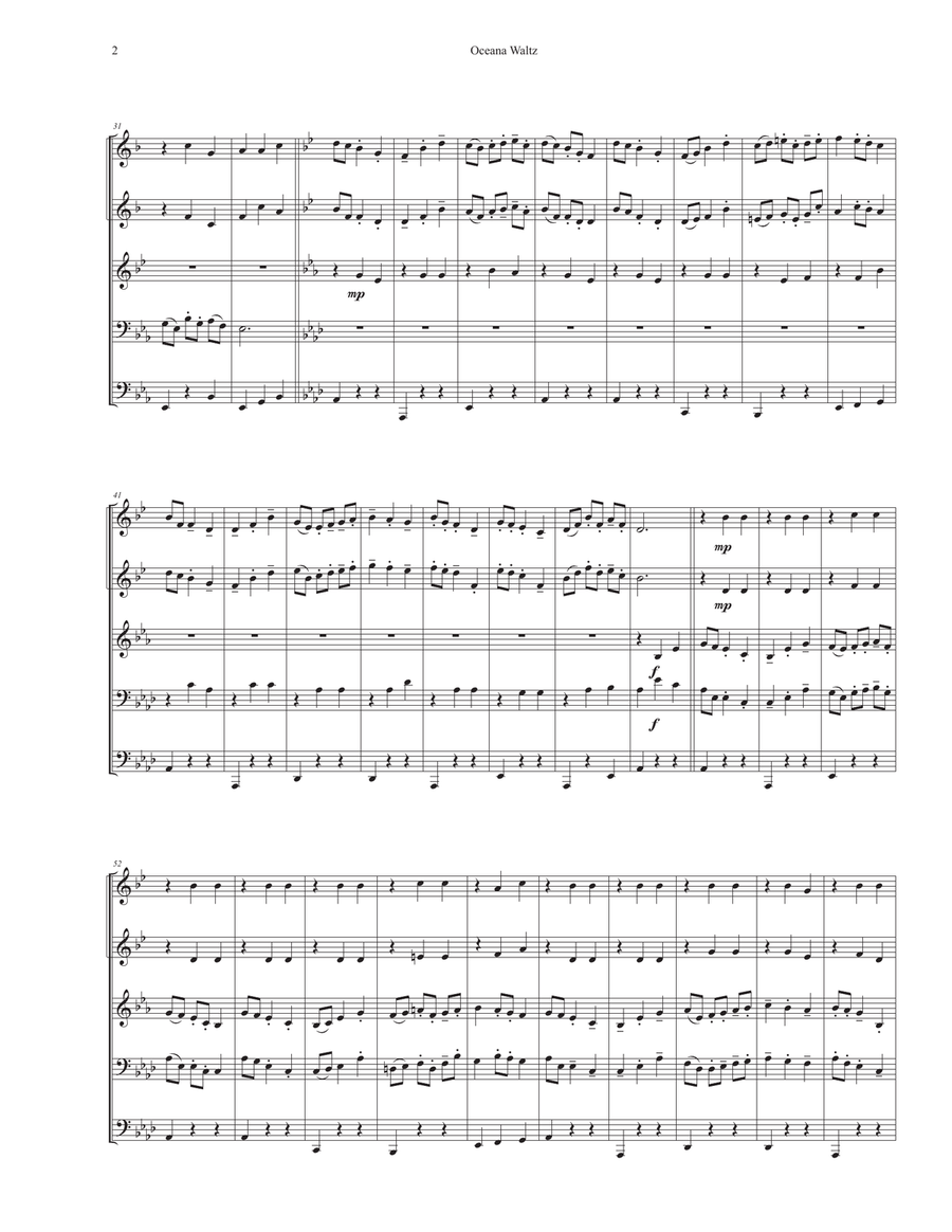 Oceana Waltz Oceana Waltz Brass Quintet scores gallery preview page 3