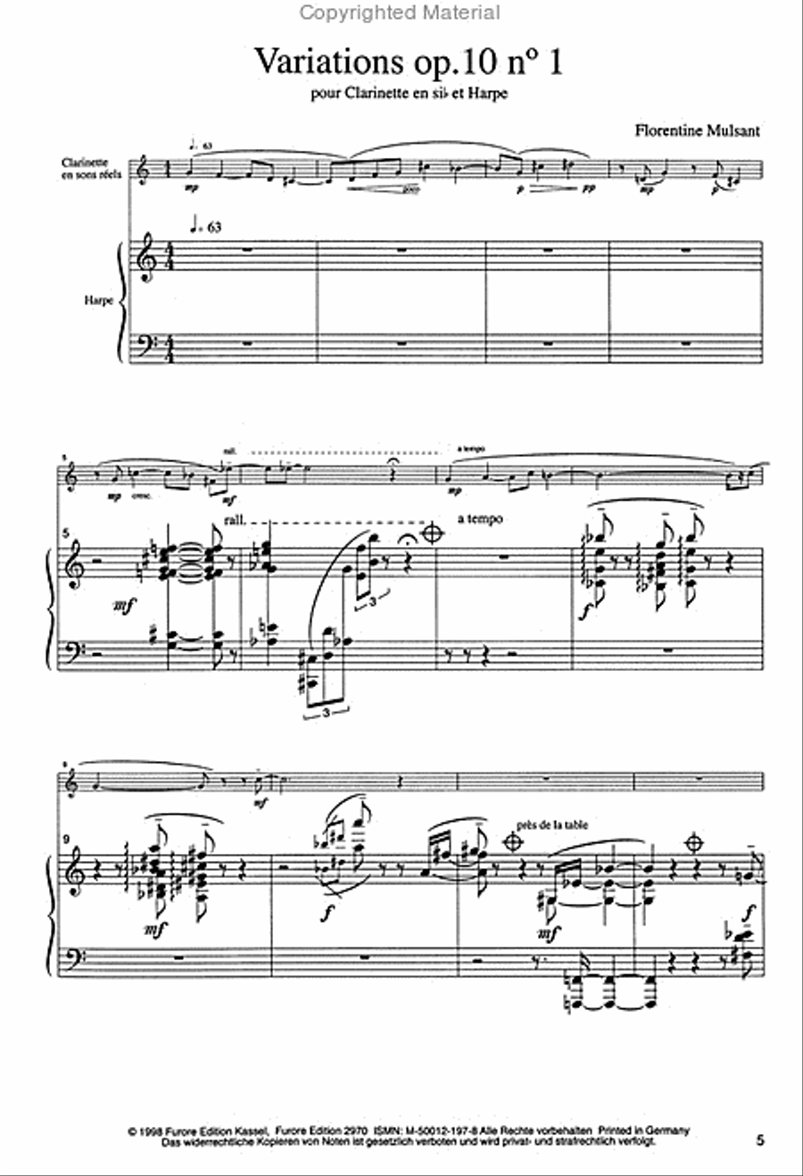 Variations pour clarinette et harp Clarinet scores gallery preview page 2