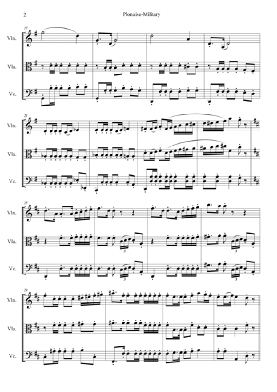 Military Polonaise Op.40, No.1 String Trio scores gallery preview page 2
