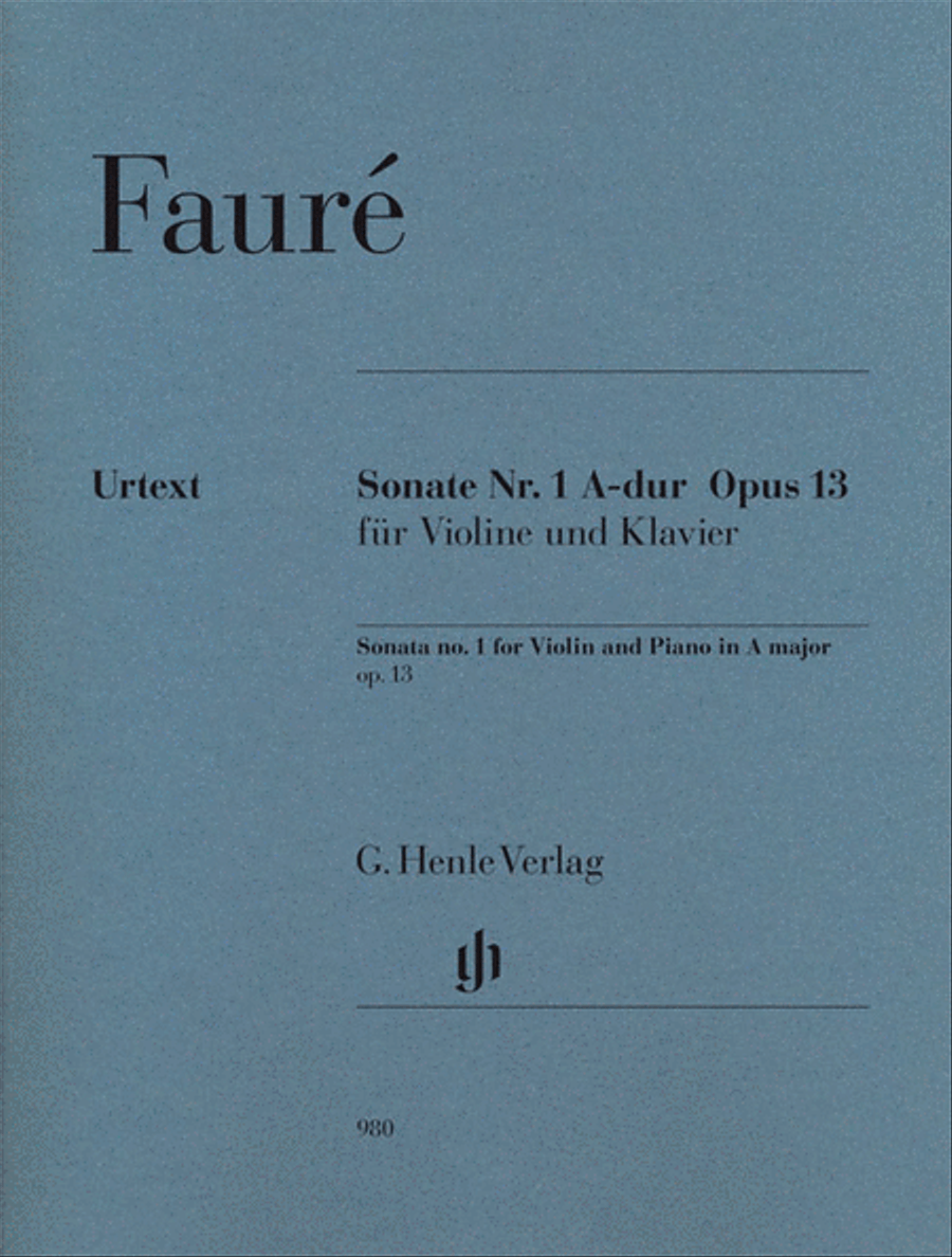 Sonata No. 1 in A Major, Op. 13 for Violin and Piano Violin Solo scores gallery preview page 1