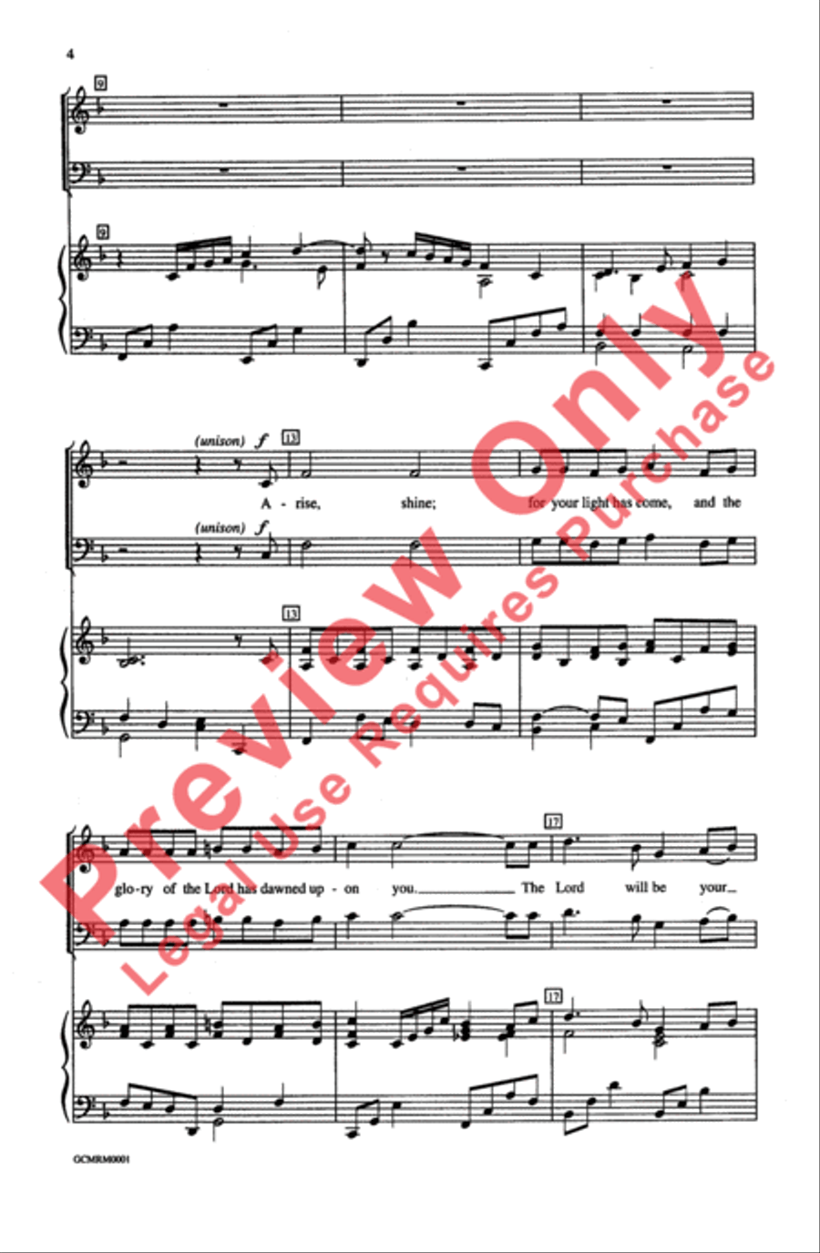 The Third Song of Isaiah (Arise, Shine; for Your Light Has Come) 4-Part scores gallery preview page 4
