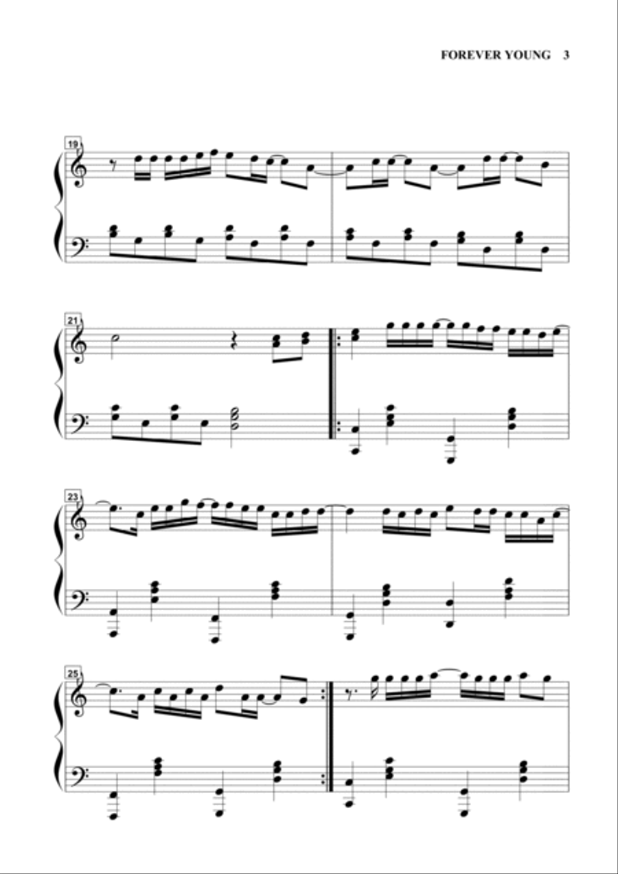 Forever Young Piano Solo scores gallery preview page 3