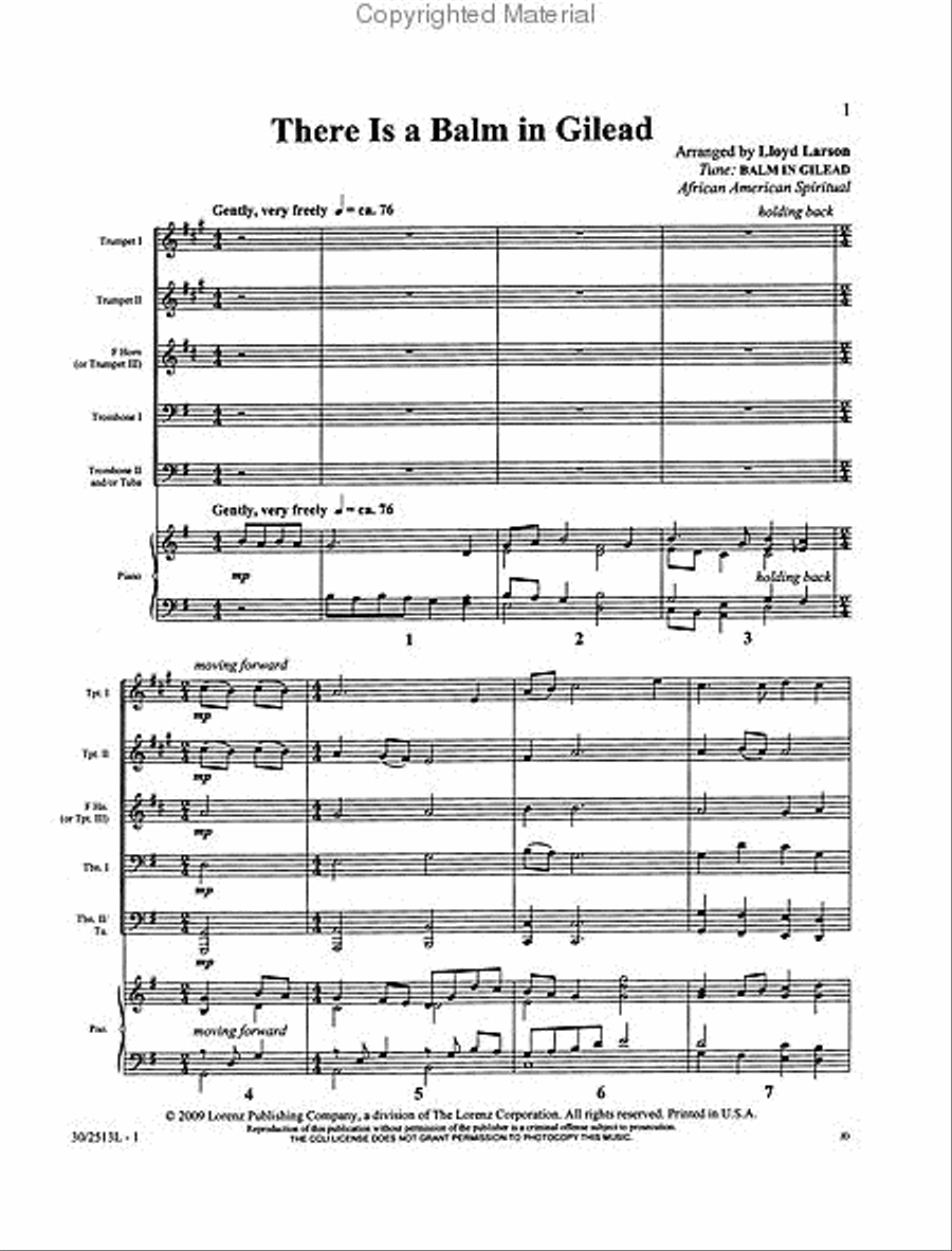 There Is a Balm in Gilead Brass Ensemble scores gallery preview page 2