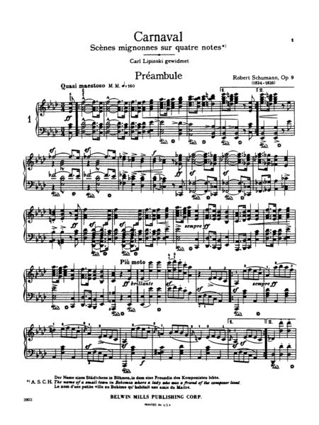 Carnaval (Scènes Mignonnes sur Quatre Notes), Op. 9