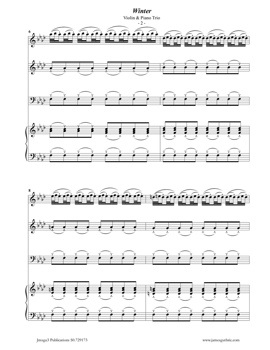 Vivaldi: Winter from the Four Seasons for Violin & Piano Trio Piano Trio scores gallery preview page 2