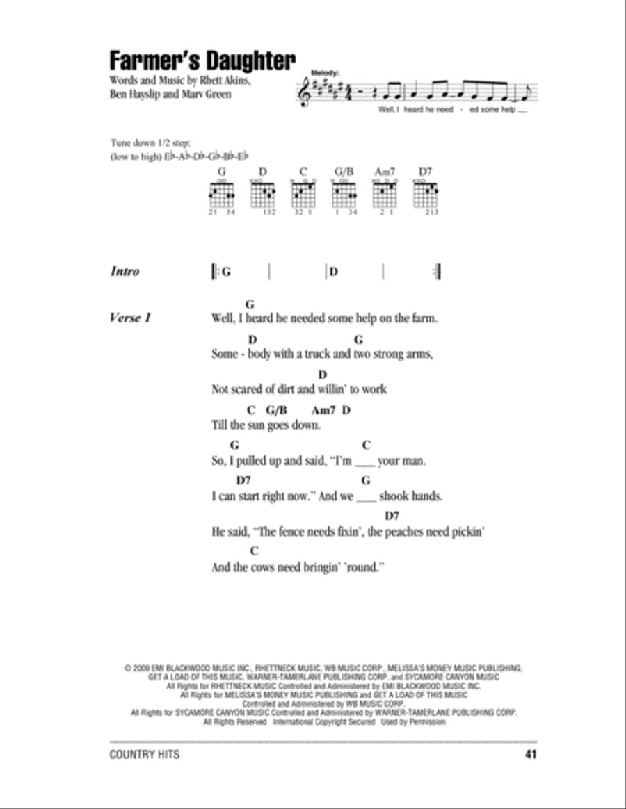 Farmer's Daughter Acoustic Guitar scores gallery preview page 1