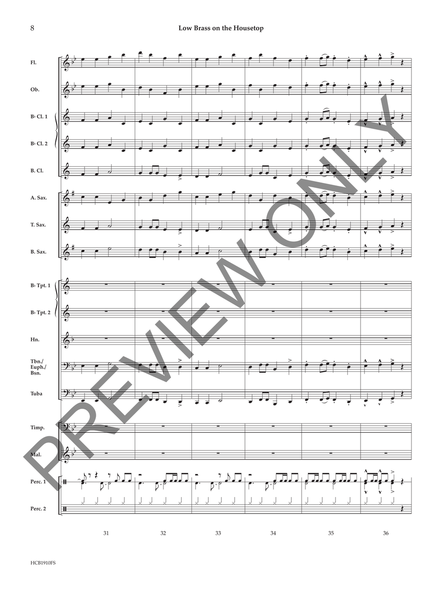 Low Brass on the Housetop Concert Band scores gallery preview page 9