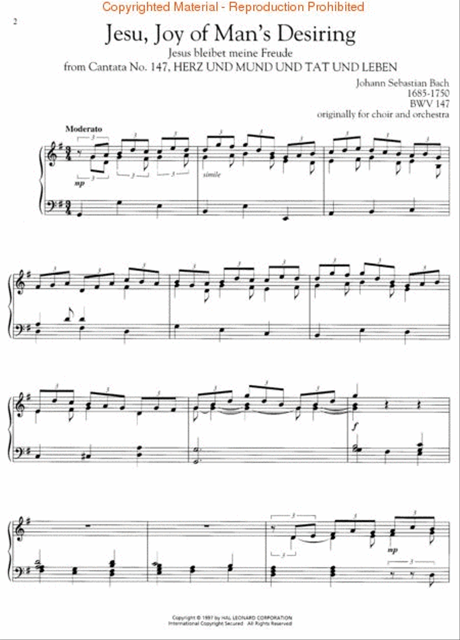 Jesu, Joy of Man's Desiring, BWV 147 Piano Solo scores gallery preview page 2