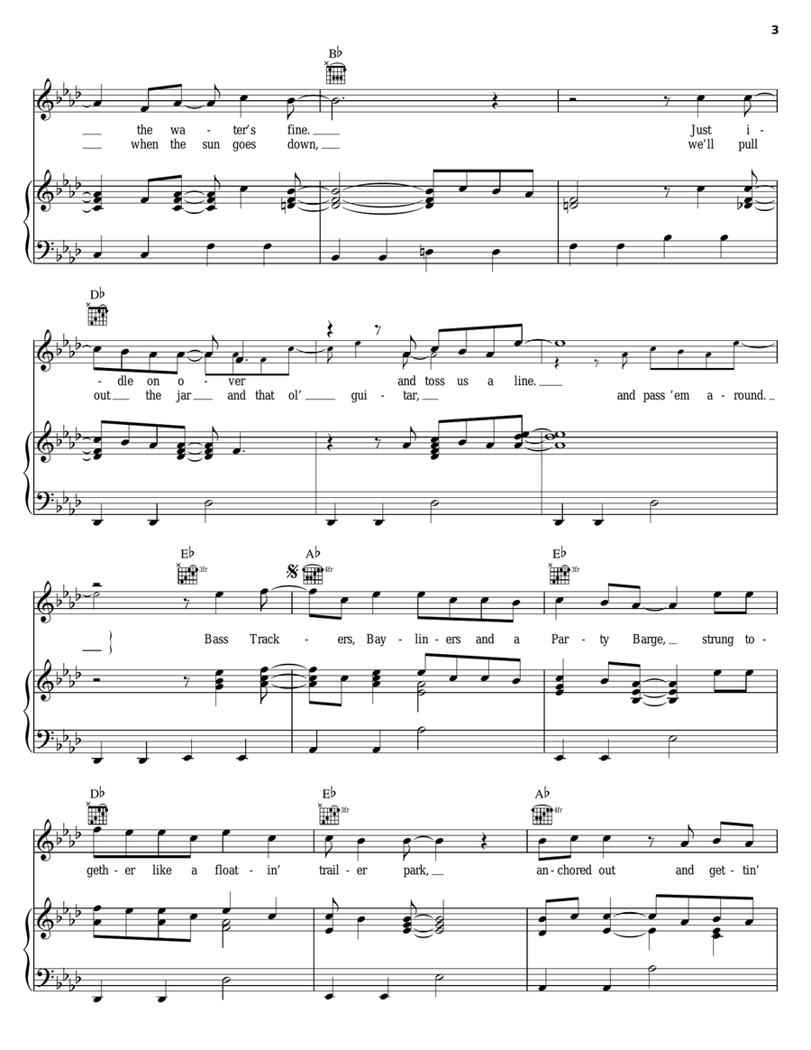 Redneck Yacht Club Piano, Vocal, Guitar scores gallery preview page 3