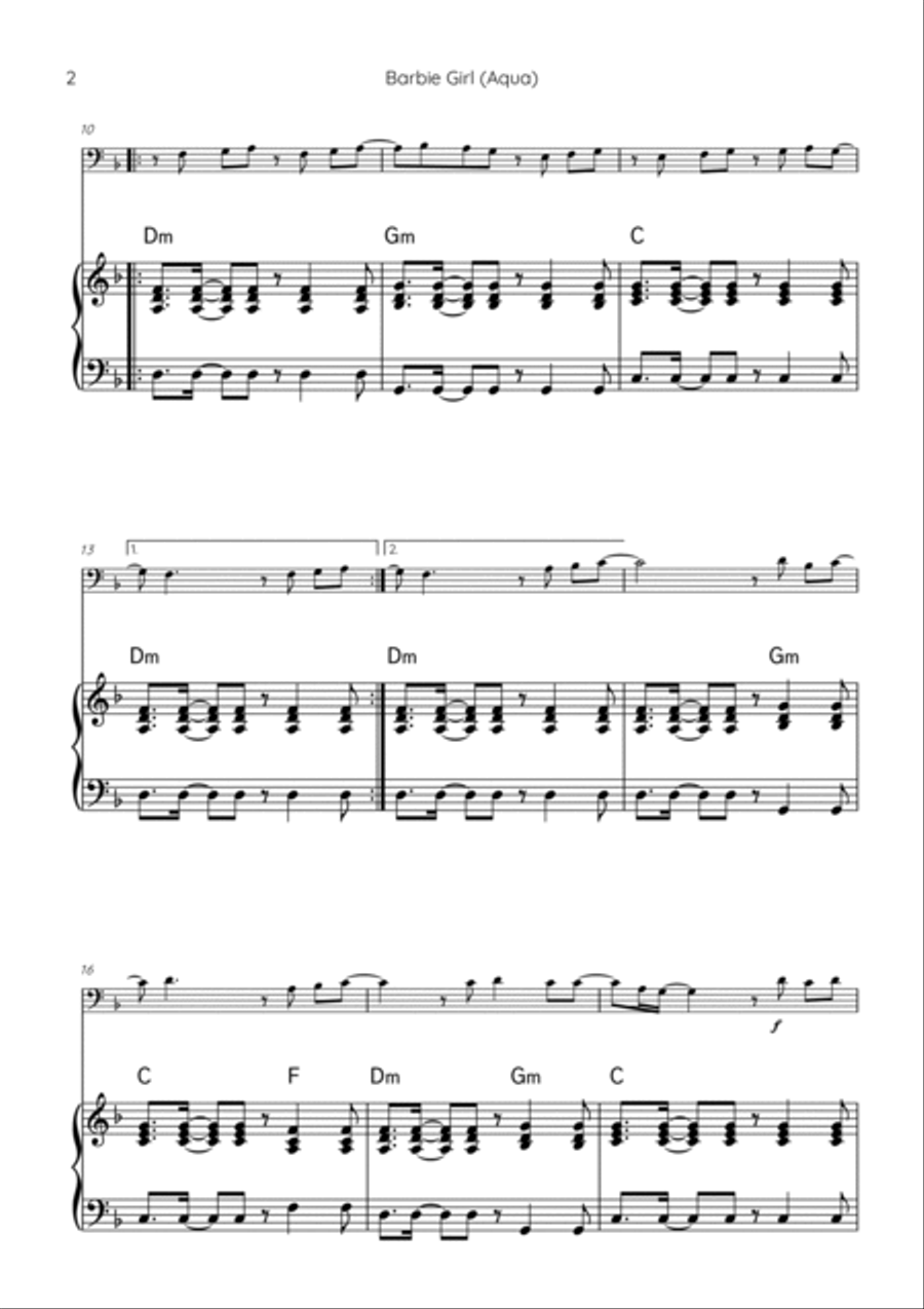 Barbie Girl Piano scores gallery preview page 2