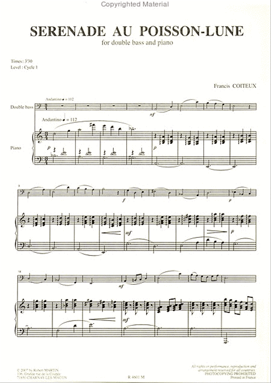 Sérénade au poisson-lune Sérénade au poisson-lune Double Bass scores gallery preview page 2
